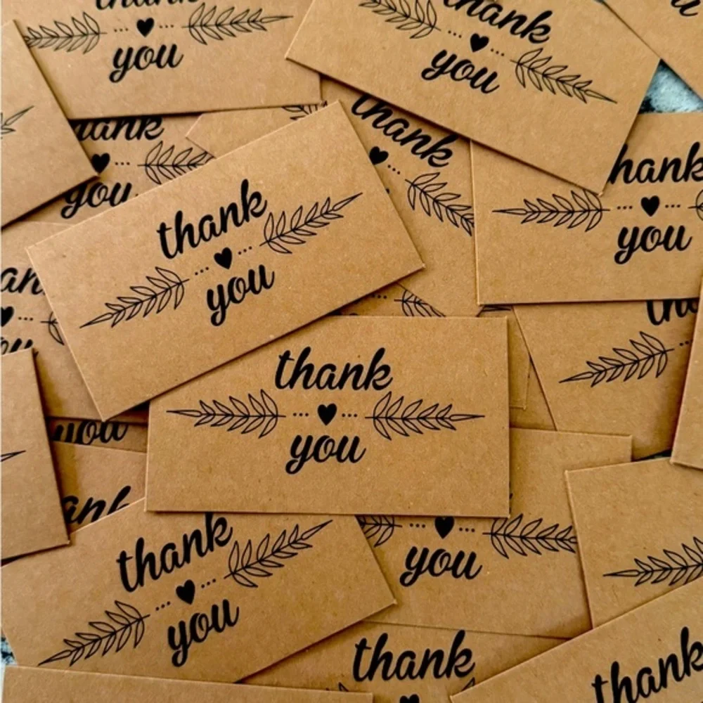 25 Kraft Paper Thank You Cards (2x3.5in)